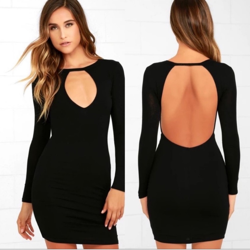 Lulu's Long Sleeve Plunge Cutout Bodycon Mini
Dress Black Party Dress